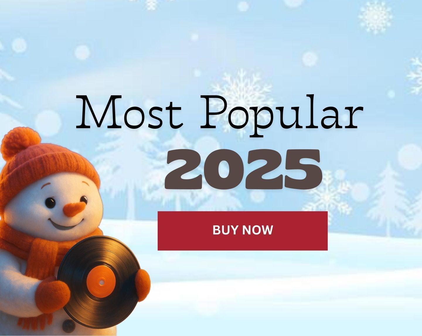 Festive banner with snowman holding vinyl record – Vinyl Castle’s top picks for 2025
