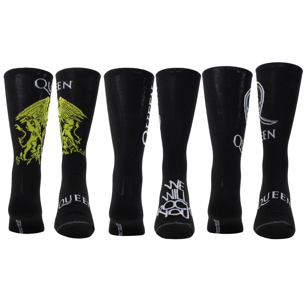 Queen Socks 3 Pack In Guitar Tin (One Size)