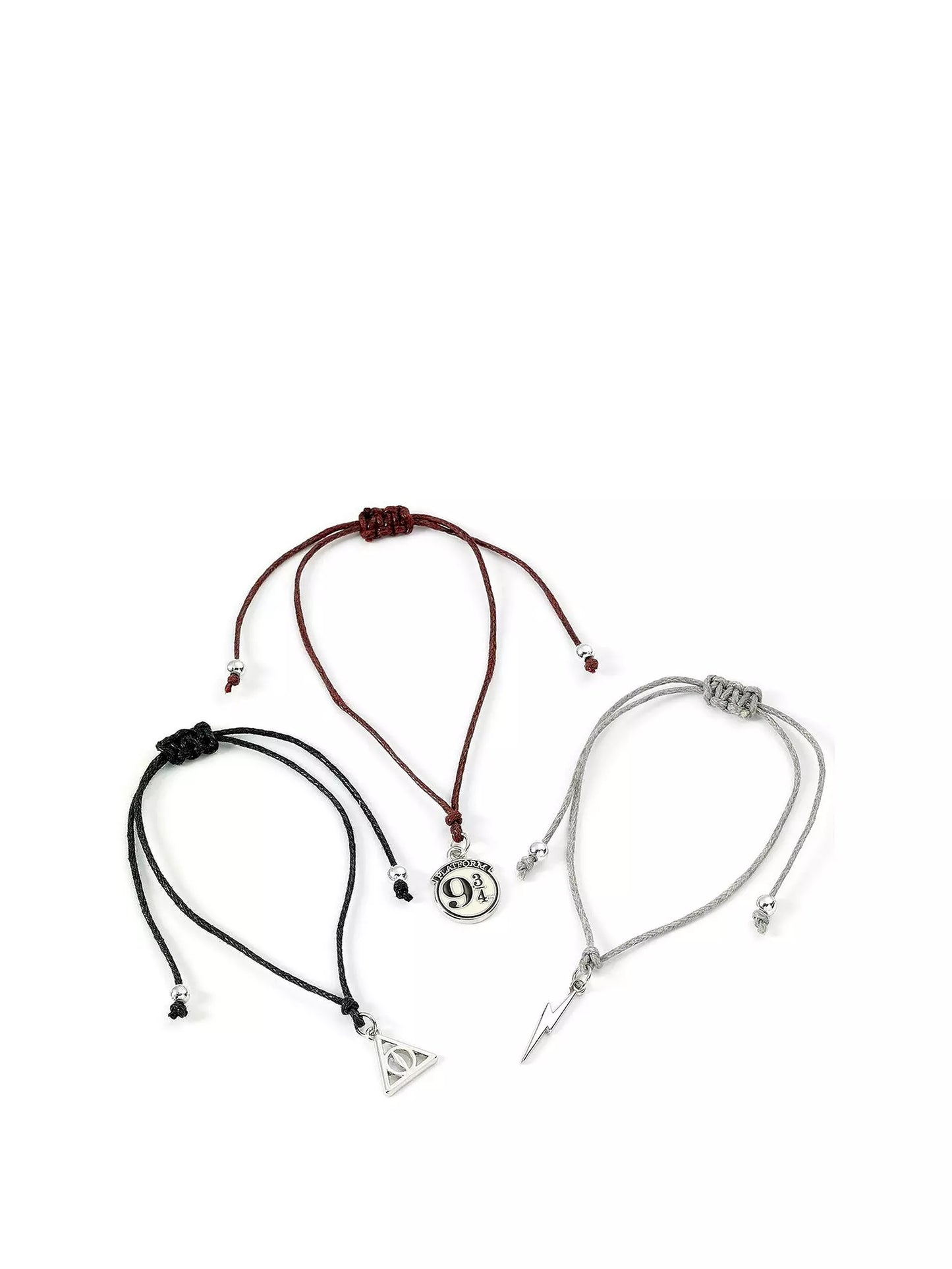 Harry Potter Platform 9 3/4. Lightning Bolt & Deathly Hallows Friendship Bracelet 3 Piece Set