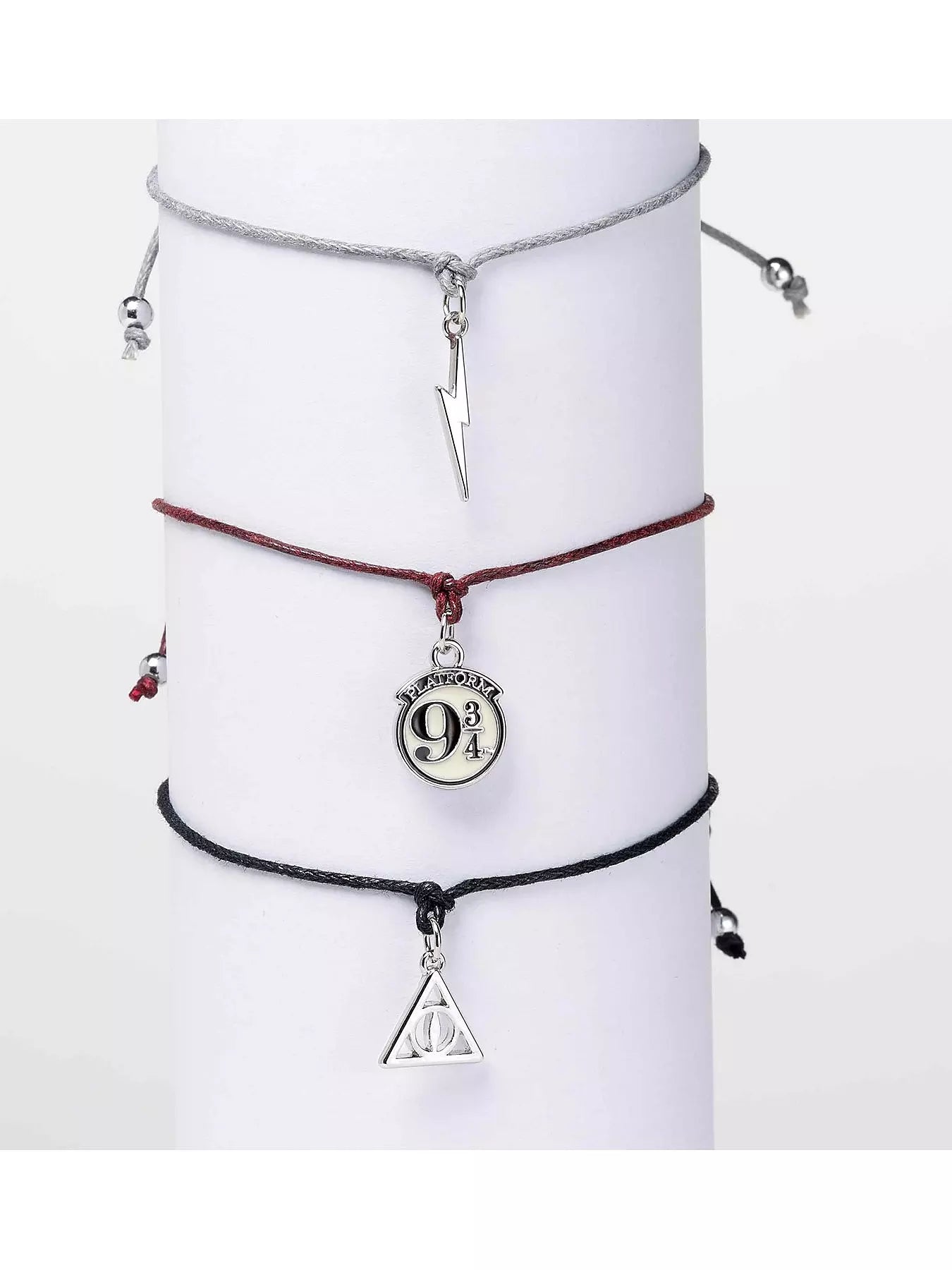 Harry Potter Platform 9 3/4. Lightning Bolt & Deathly Hallows Friendship Bracelet 3 Piece Set