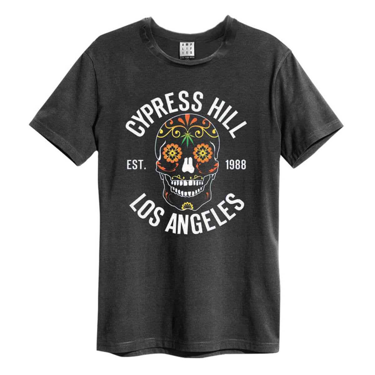 Cypress Hill - Floral Skull Amplified Vintage Charcoal Small T-Shirt