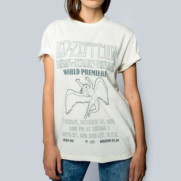 Led Zeppelin The Sing Remains The Same Amplified Vintage White Large T Shirt