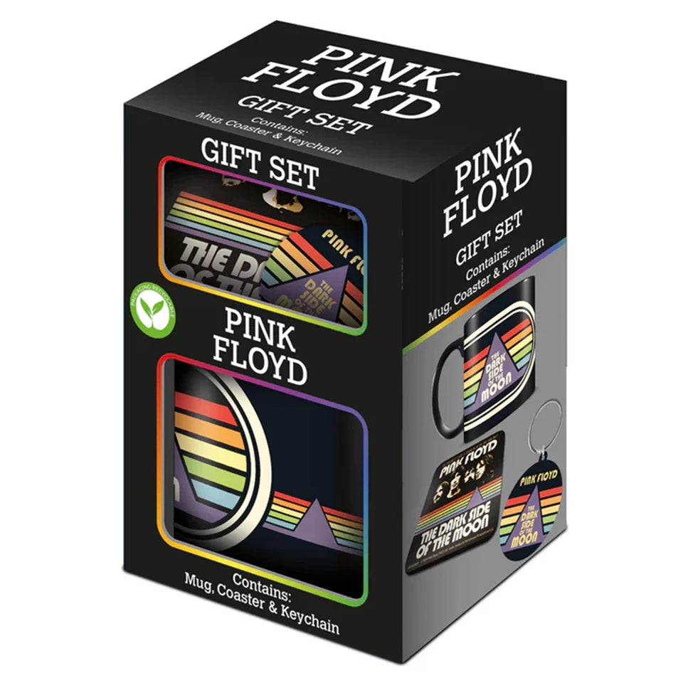 Pink Floyd (Vintage Dark Side) Mug. Coaster & Keychain Gift Set