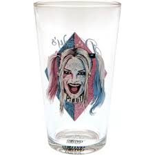 Suicide Squad Harley Quinn Face Large Glass