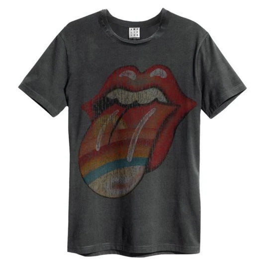 Rolling Stones Rainbow Tongue Amplified X Large Vintage Charcoal T Shirt