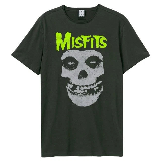 Misfits Neon Skull Amplified Vintage Charcoal Large T Shirt