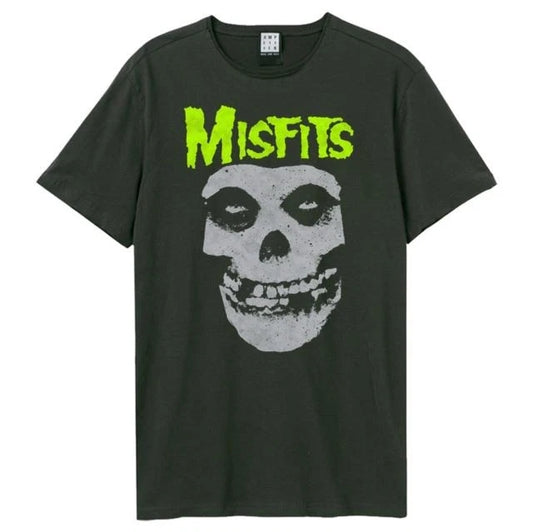 Misfits Neon Skull Amplified Vintage Charcoal Large T Shirt
