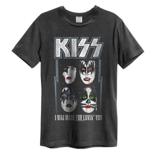 Kiss - I Was Made For Loving You Amplified Vintage Charcoal Small T Shirt