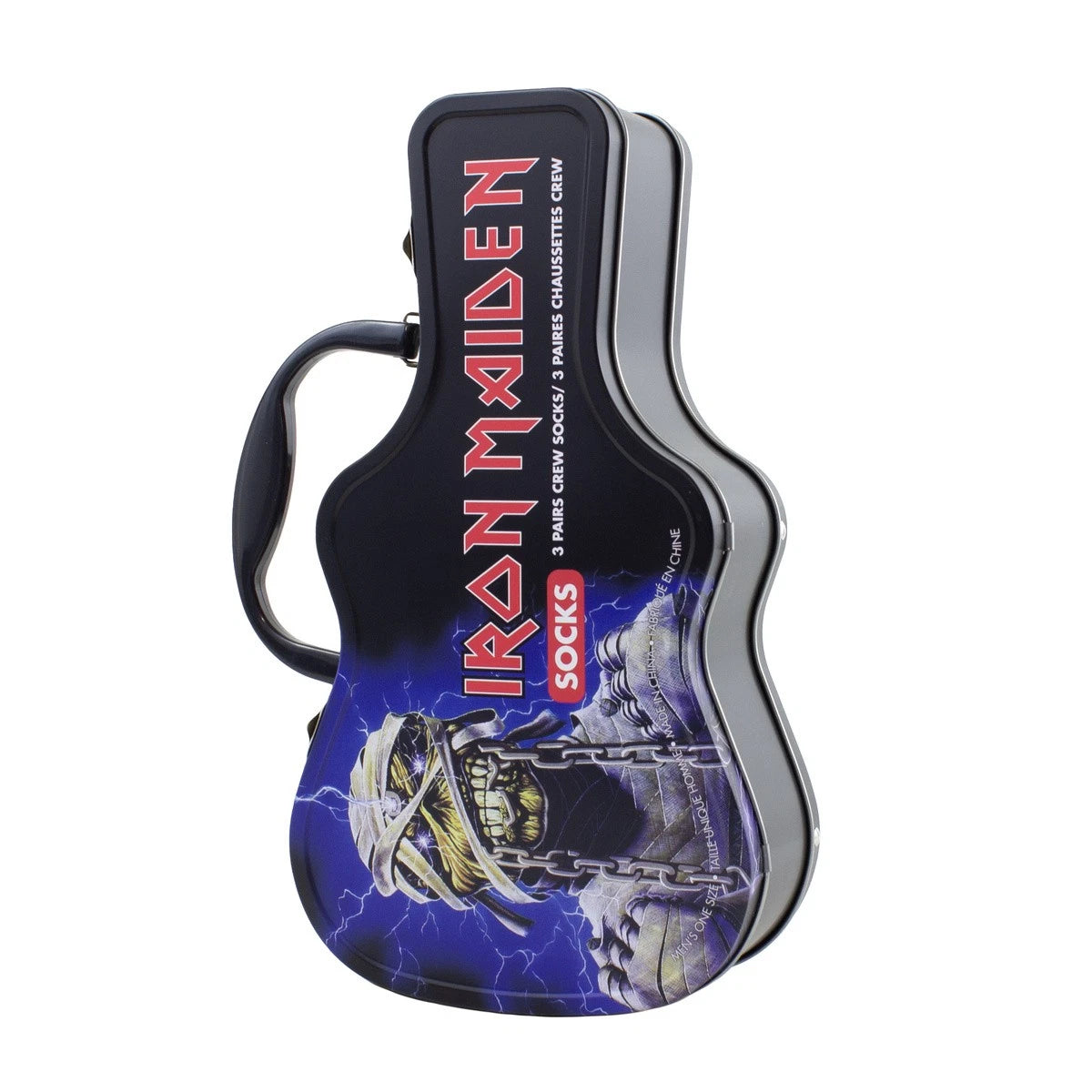 Iron Maiden Socks 3 Pack In Guitar Tin (One Size)