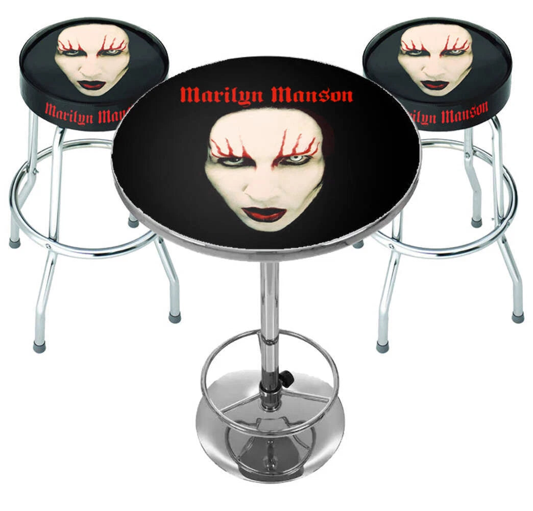 Marilyn Manson Red Lips Bar Set (Table & 2 X Bar Stools)