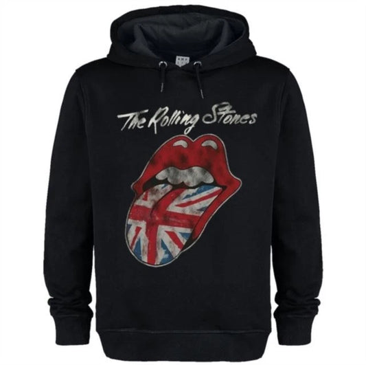 Rolling Stones UK Tongue Amplified Black Large Hoodie Sweatshirt