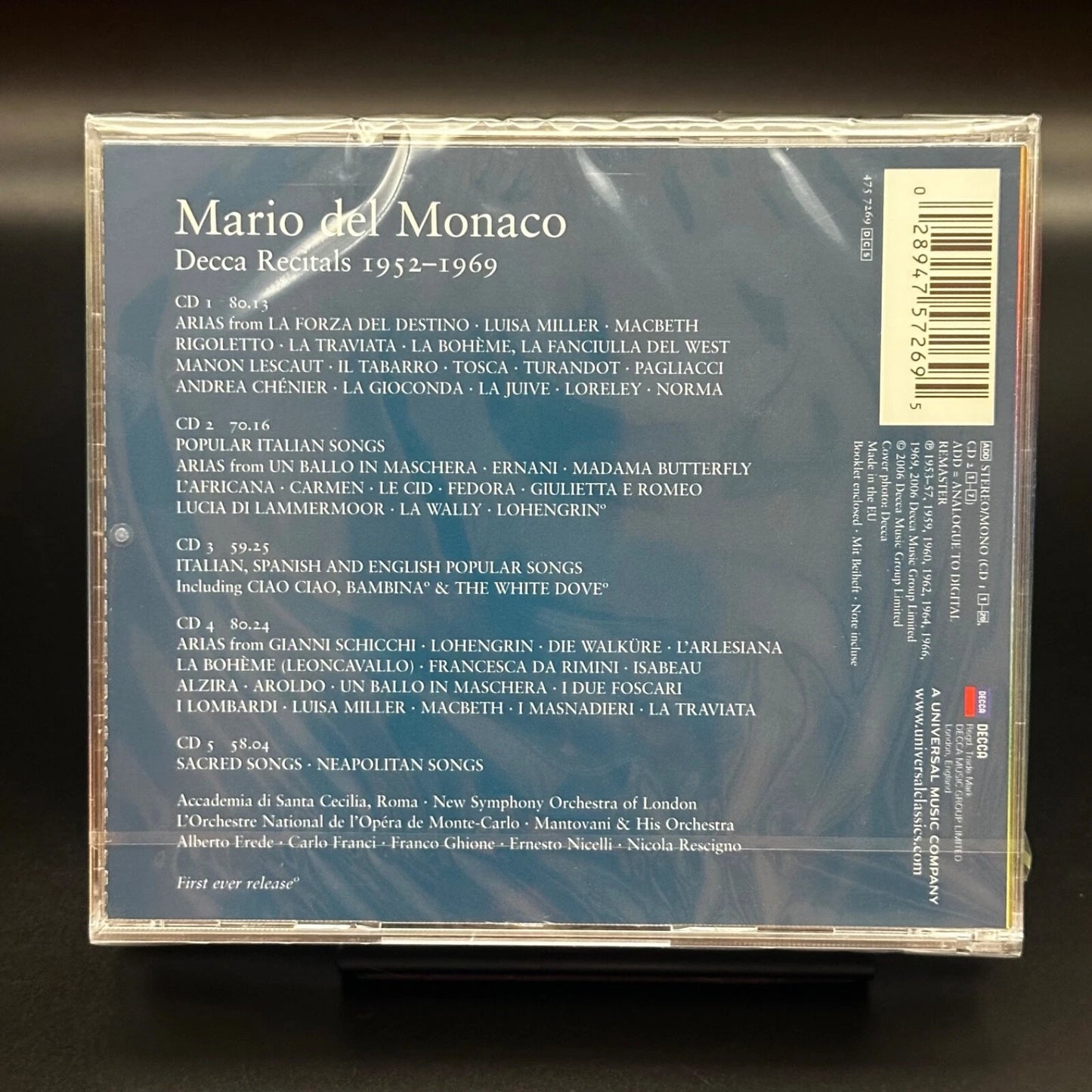 Mario Del Monaco: The Original Decca Studio Recitals, 1952-58