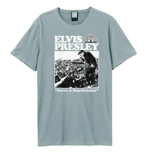 Sun Records & Elvis - Heartbreaker Amplified Vintage Blue Xlarge T Shirt