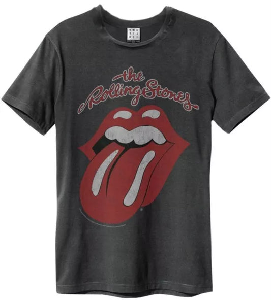 Rolling Stones Vintage Tongue Amplified Vintage Charcoal Small T Shirt