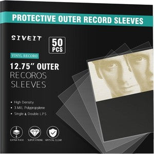 50 Pack Protective Outer Single Record Sleeves