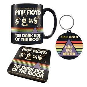 Pink Floyd (Vintage Dark Side) Mug. Coaster & Keychain Gift Set