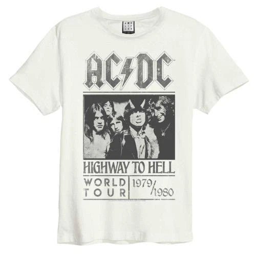 Ac/Dc - Highway To Hell Tour Amplified Vintage White Large T Shirt