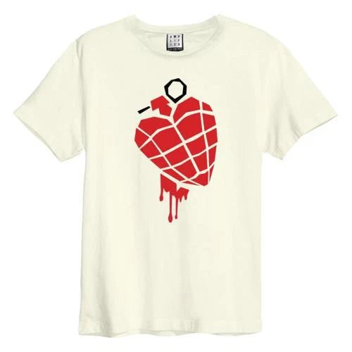 Greenday - American Idiot Heart Grenade Amplified Vintage White Xx Large T Shirt
