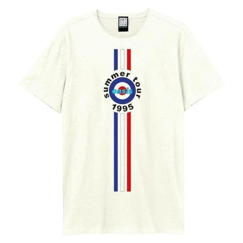 Oasis 1995 Tour Stripes Amplified Vintage White Xx Large T Shirt