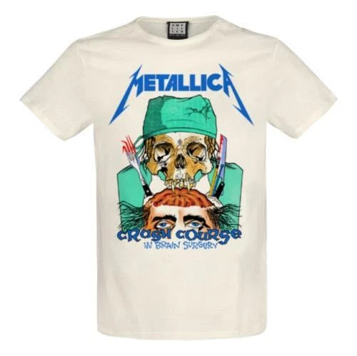 Metallica-Crash Course In Brain Surgery Amplified Vintage White Small T Shirt