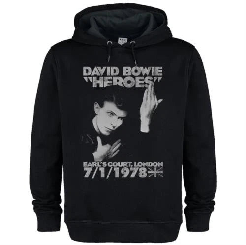 David Bowie Heroes Amplified Black Large Hoodie Sweatshirt