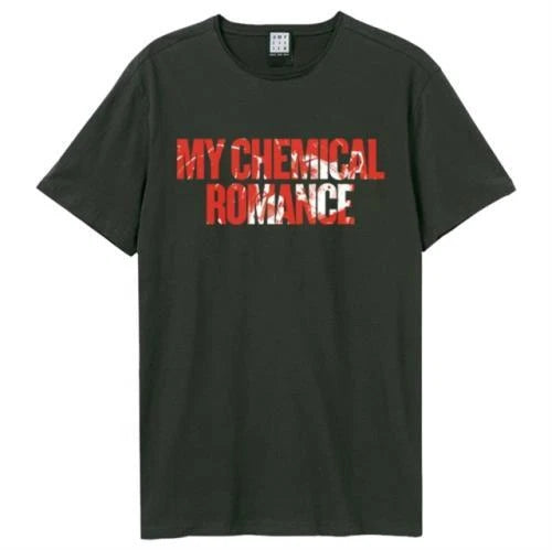 My Chemical Romance Blood Splatter Logo Amplified Vintage Charcoal Large T Shirt