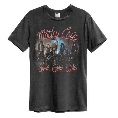 Motley Crue Girls Girls Girls Amplified Vintage Charcoal Small T Shirt