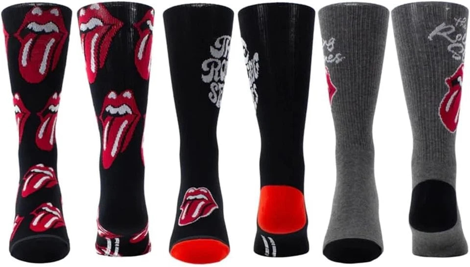 Rolling Stones Assorted Crew Socks 3 Pack (One Size)