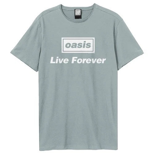 Oasis Live Forever Title Vintage Vintage Strange Blue Large T Shirt
