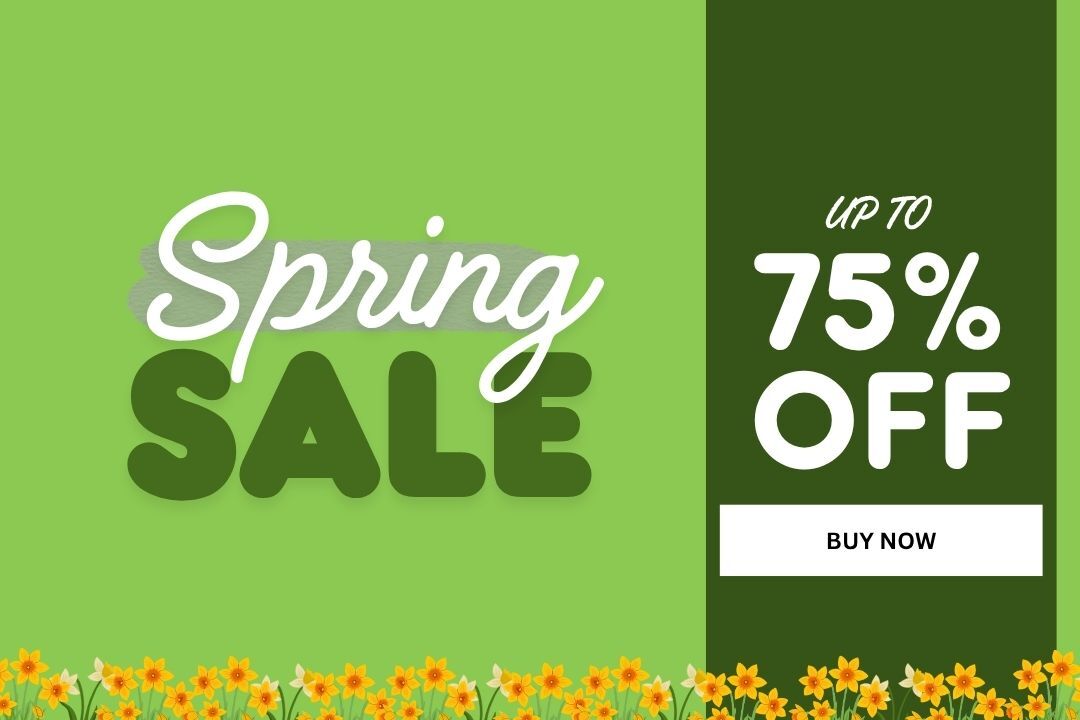 Spring sale banner with up to 75% off at Vinyl Castle