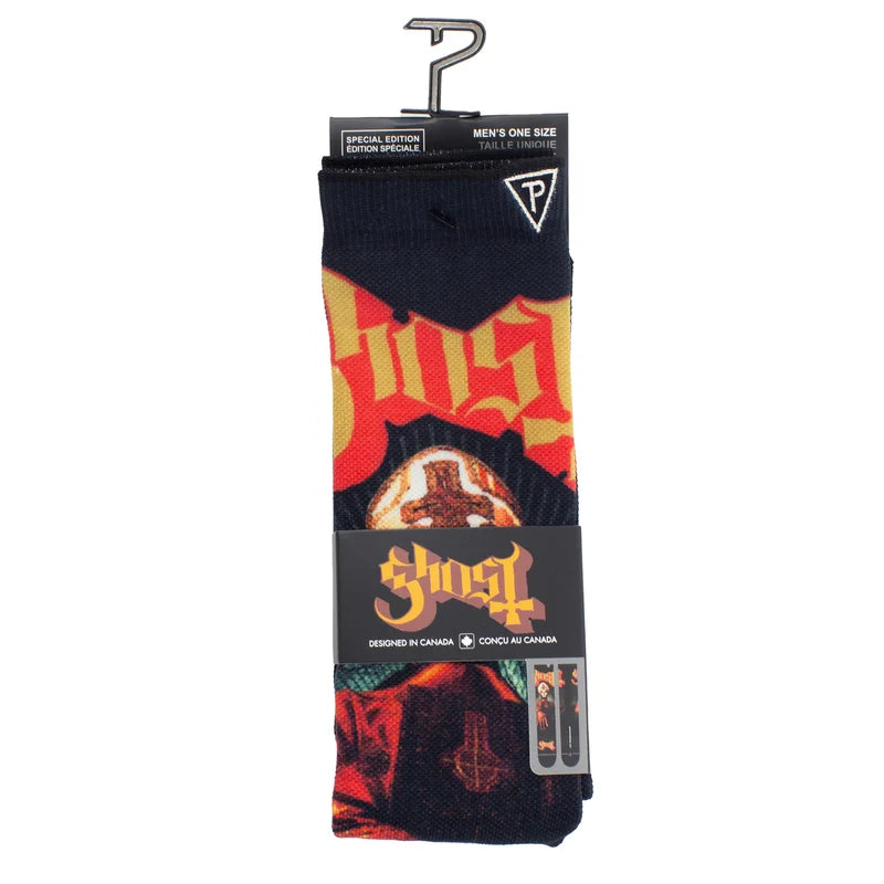 Ghost Papa Emeritus Red/Gold Crew Socks (One Size)